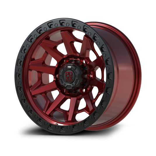 PDXX VIKING 17" 6X139.7 Imperial Red w/ Black Ring Wheels