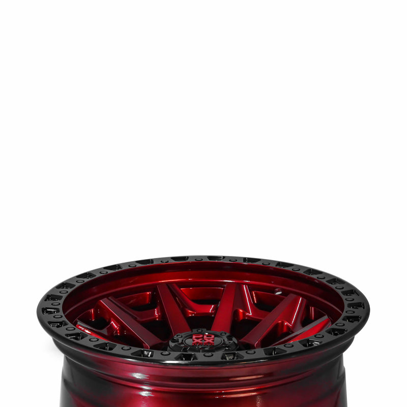 Load image into Gallery viewer, PDXX VIKING 17&quot; 6X139.7 Imperial Red w/ Black Ring Wheels+Tyres
