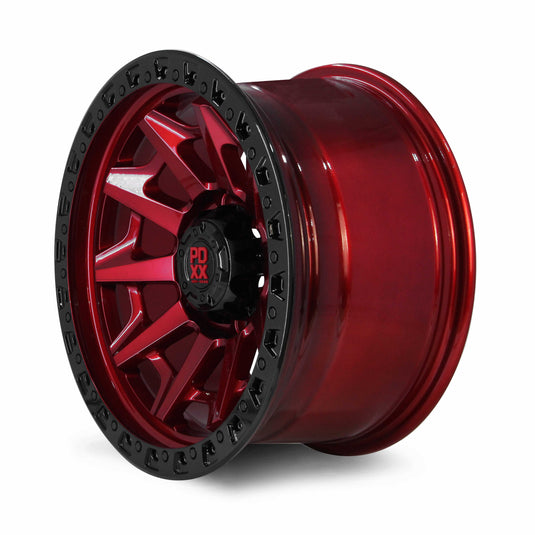 PDXX VIKING 17" 6X139.7 Imperial Red w/ Black Ring Wheels