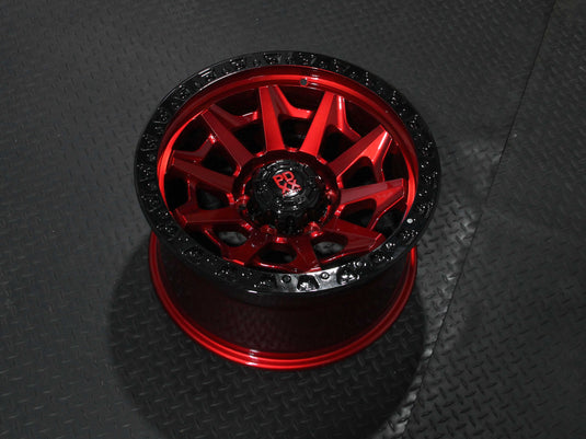 PDXX VIKING 17" 6X139.7 Imperial Red w/ Black Ring Wheels