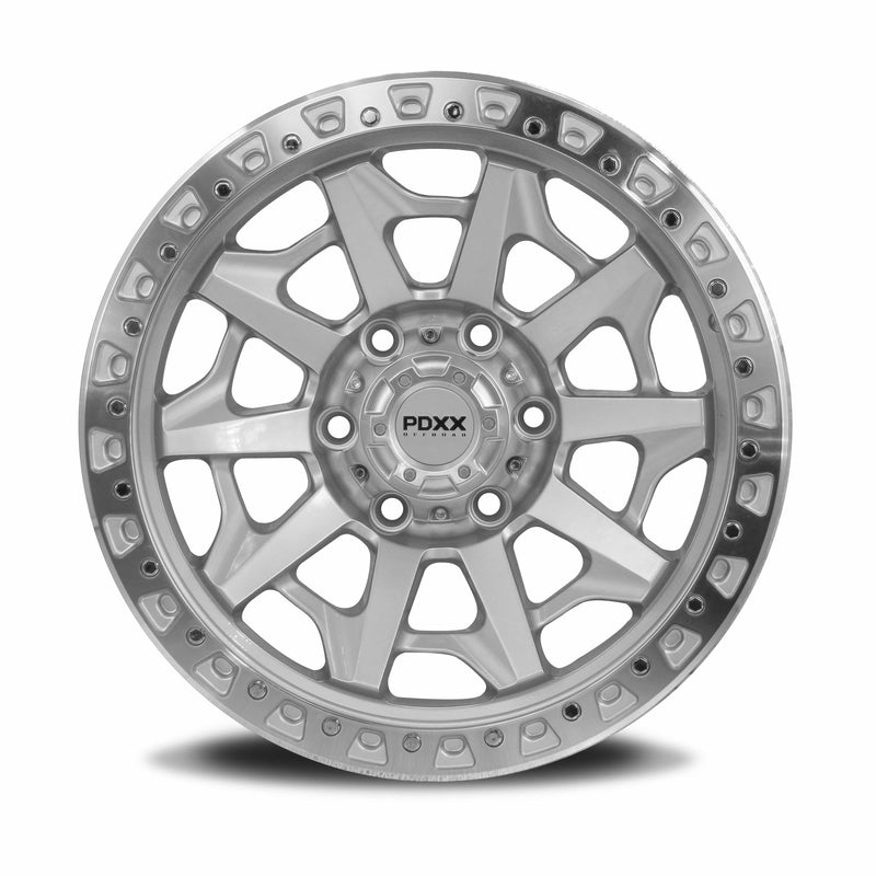 Load image into Gallery viewer, PDXX VIKING 17&quot; 6X139.7 Silver w/Machined Ring Wheels+Tyres
