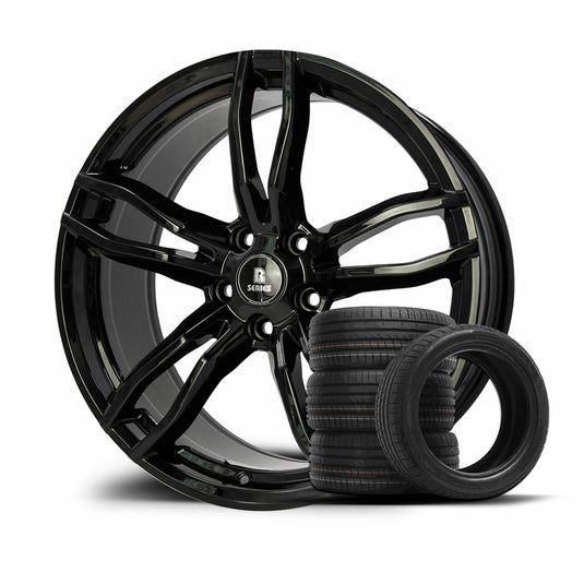 Rseries F1 20" 5X120 Gloss Black Wheels+Tyres