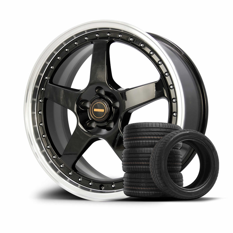 Load image into Gallery viewer, Rseries SVFR 20&quot; 5X114.3  Gloss Black Machined Lip  Wheels+Tyres
