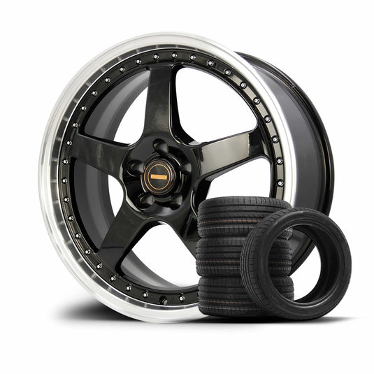 Rseries SVFR 20" 5X114.3  Gloss Black Machined Lip  Wheels+Tyres