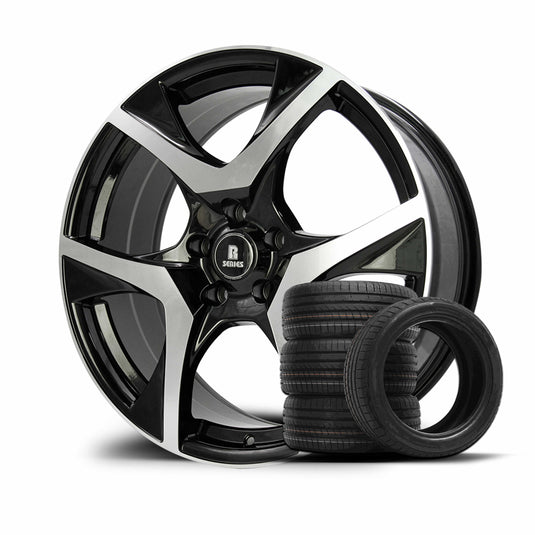 Rseries VF2 20" 5X120 Gloss Black Machined Face Wheels+Tyres